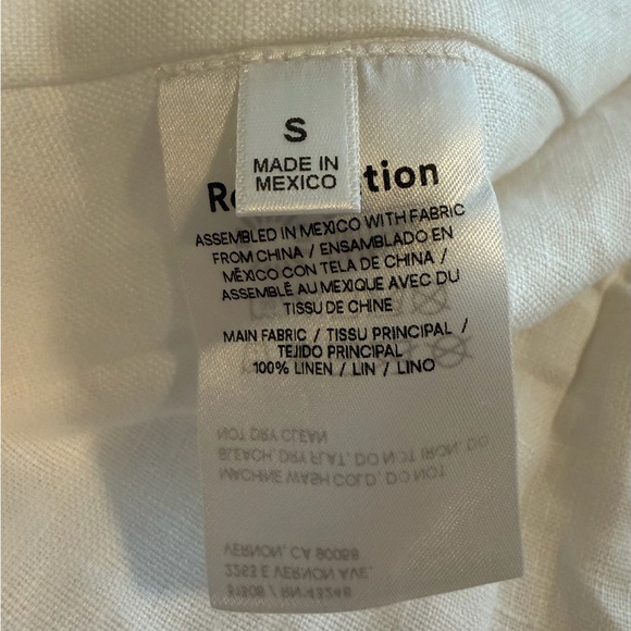 Reformation NWT Amaya Linen Top White Size S - Picture 6 of 6